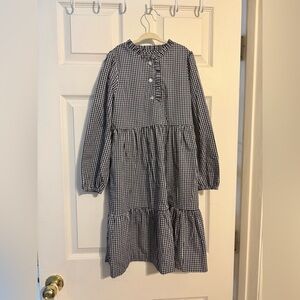 Little English Navy and White Gingham Kids Dress